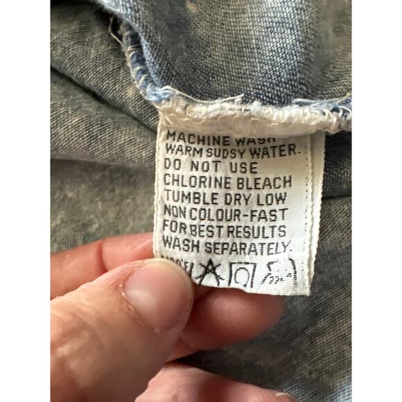 Vintage‎ Code Bleu Acid Wash Denim Shirt Jacket Women's Size L Blue Cotton - Picture 5 of 7